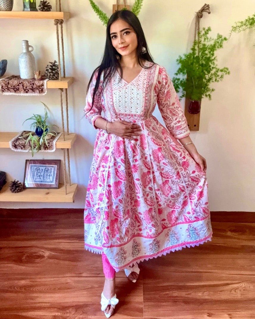 Amira Pink Cotton Kurta Set - Param Iqbal