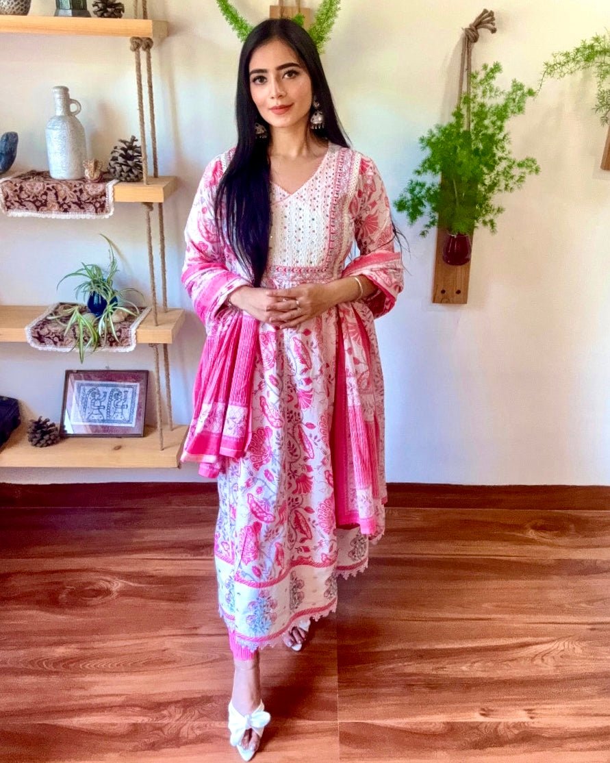 Amira Pink Cotton Kurta Set - Param Iqbal
