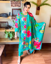 Anaya Turquoise Muslin Kurta Set - Param Iqbal