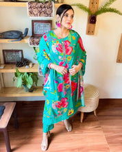 Anaya Turquoise Muslin Kurta Set - Param Iqbal