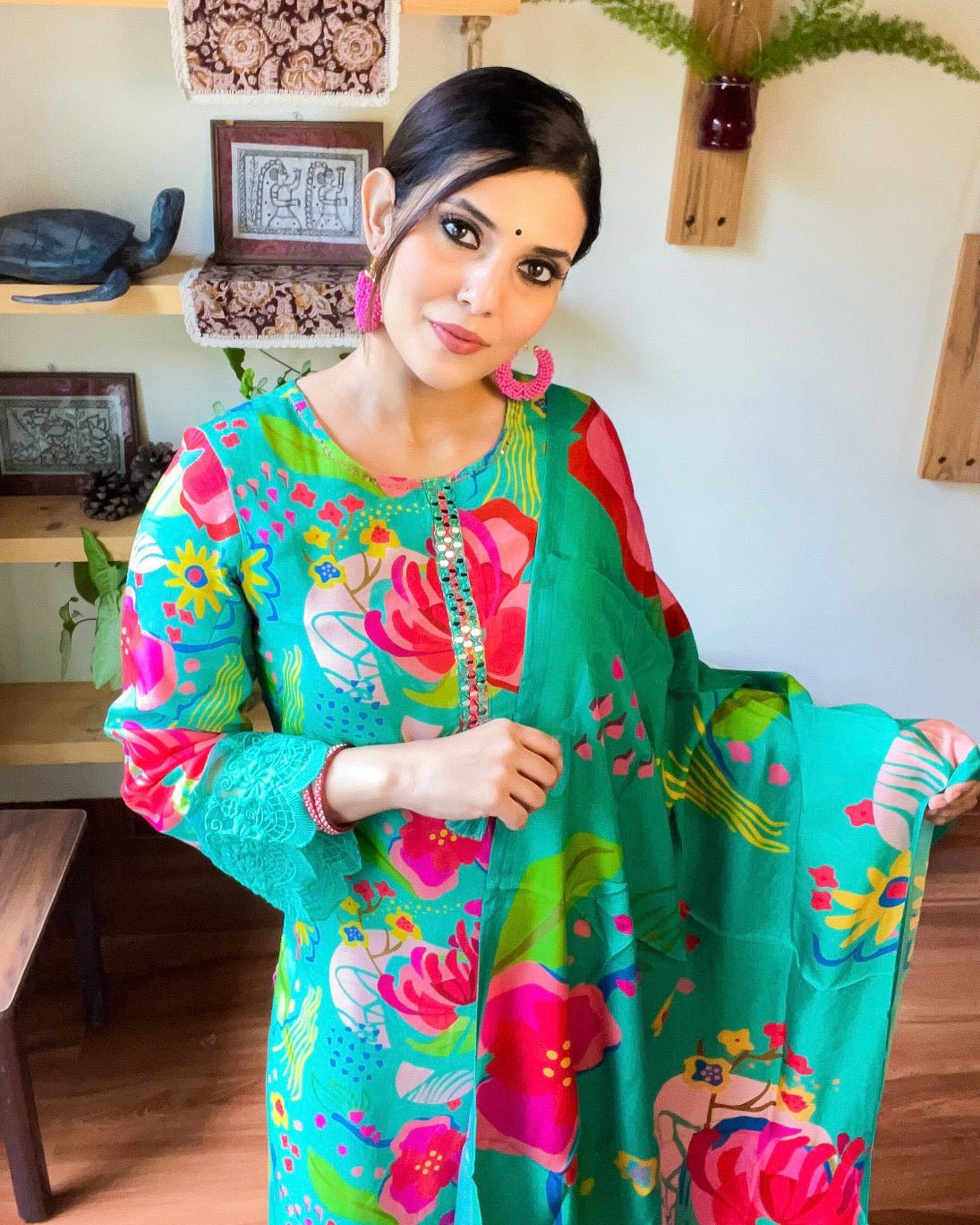 Anaya Turquoise Muslin Kurta Set - Param Iqbal