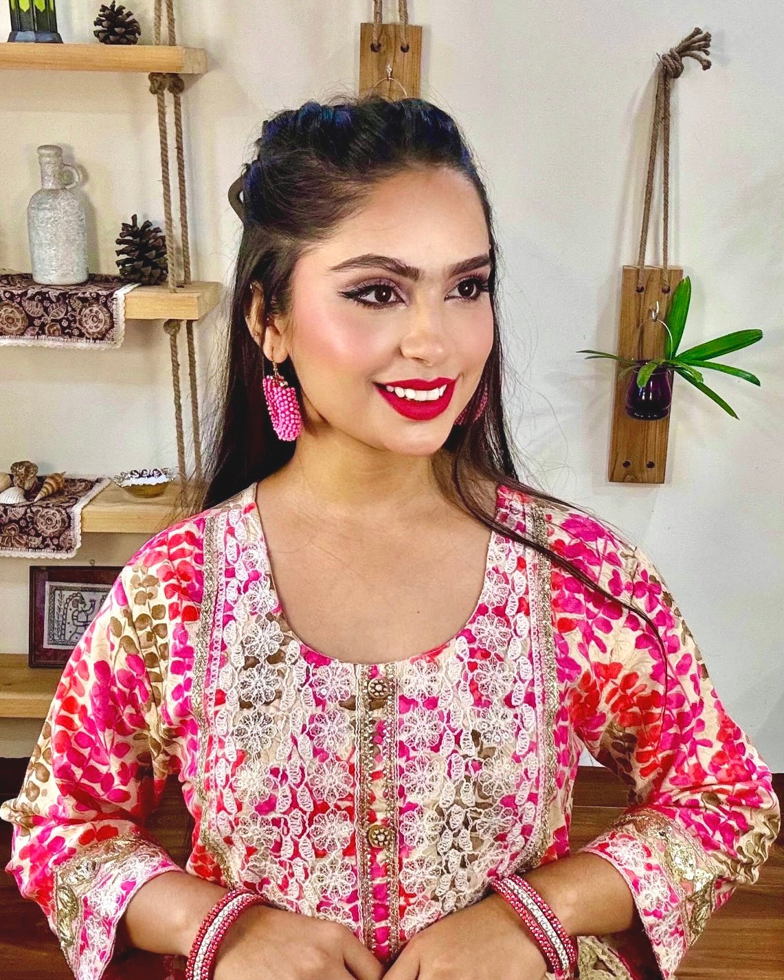 Anum Pink Cotton Kurta Set - Param Iqbal