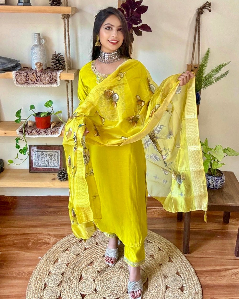 Asma Lime Green Roman Silk Kurta Set - Param Iqbal