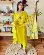 Asma Lime Green Roman Silk Kurta Set - Param Iqbal