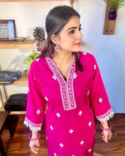 Avantika Pink Cotton Kurta Set - Param Iqbal