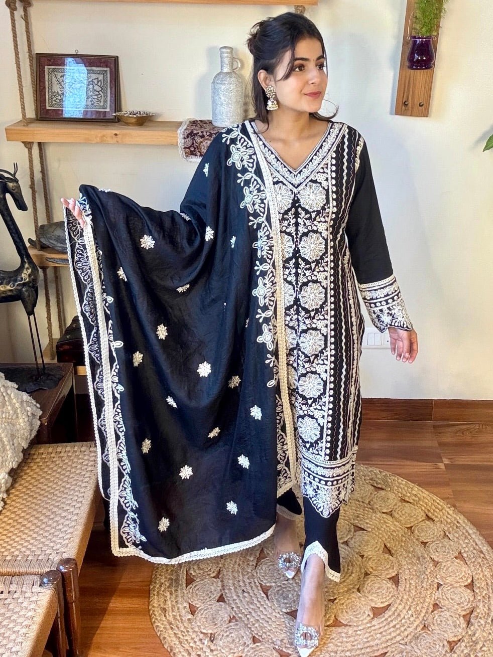 Baani Black Cotton Kurta Set - Param Iqbal