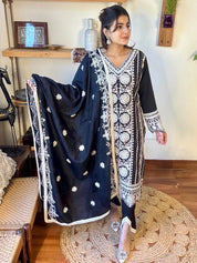 Baani Black Cotton Kurta Set - Param Iqbal