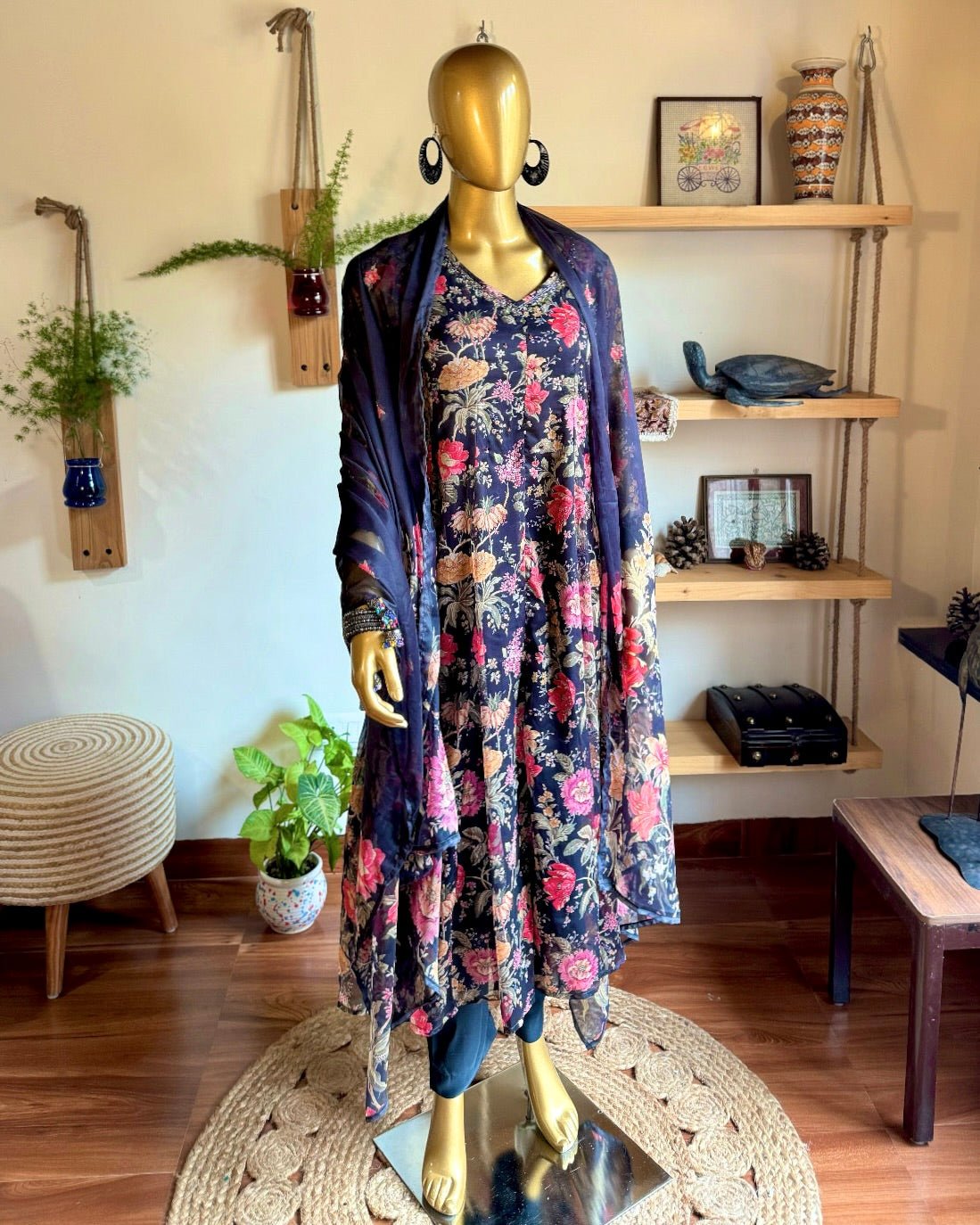 Faheeda Black Chiffon Kurta Set - Param Iqbal