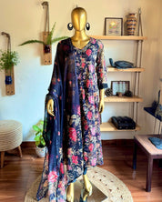 Faheeda Black Chiffon Kurta Set - Param Iqbal