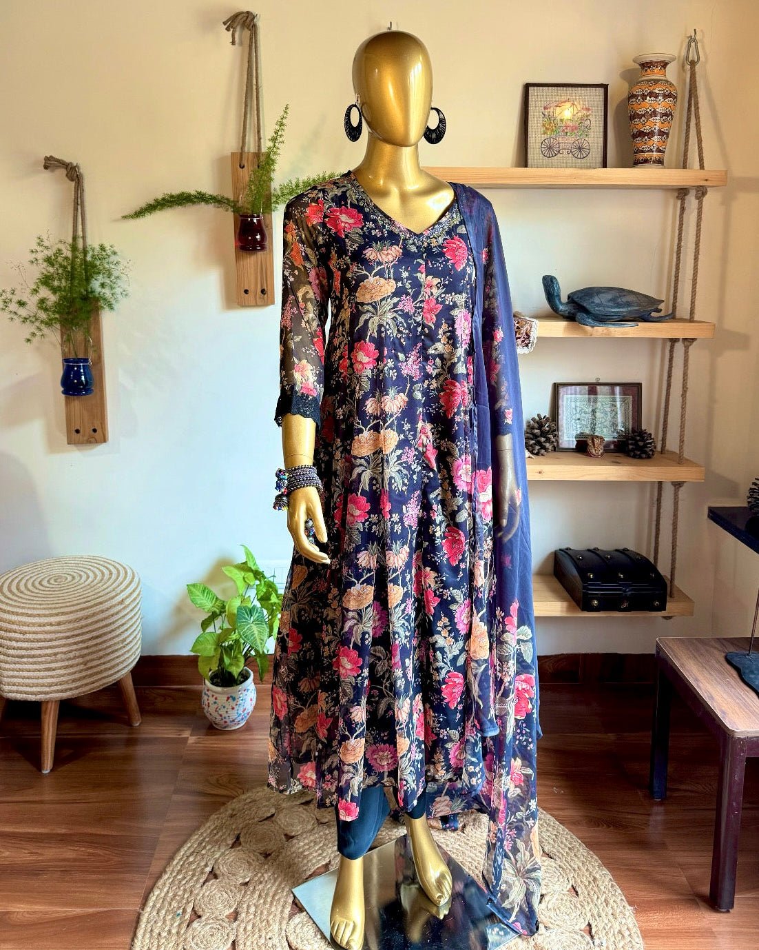 Faheeda Black Chiffon Kurta Set - Param Iqbal