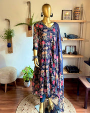 Faheeda Black Chiffon Kurta Set - Param Iqbal