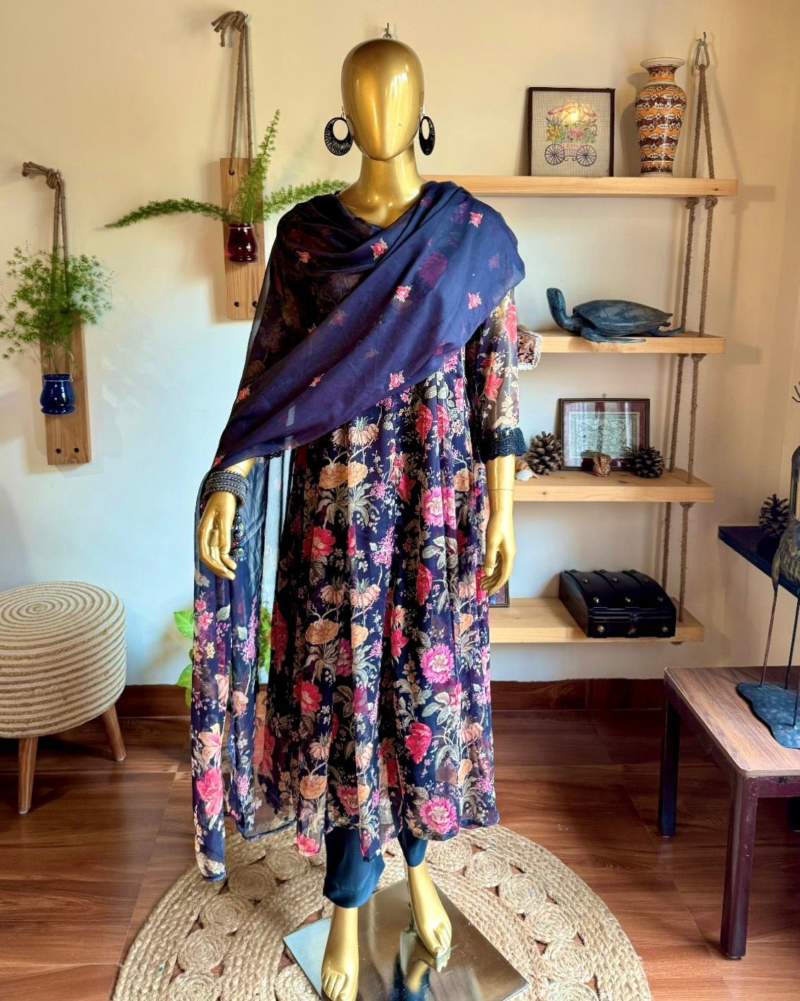 Faheeda Black Chiffon Kurta Set - Param Iqbal