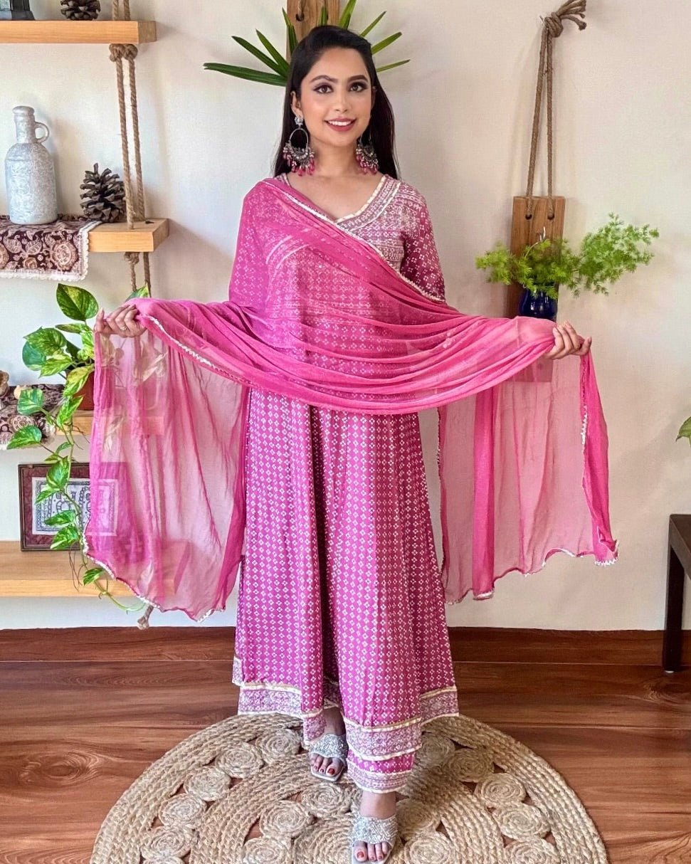 Faizah Pink Cotton Kurta Set - Param Iqbal
