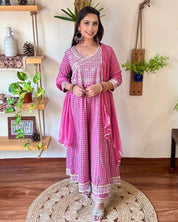 Faizah Pink Cotton Kurta Set - Param Iqbal
