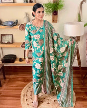 Fatima Sea Green Cotton Kurta Set - Param Iqbal