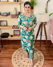 Fatima Sea Green Cotton Kurta Set - Param Iqbal