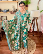 Fatima Sea Green Cotton Kurta Set - Param Iqbal