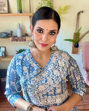 Firoza Sky Blue Cotton Kurta Set - Param Iqbal