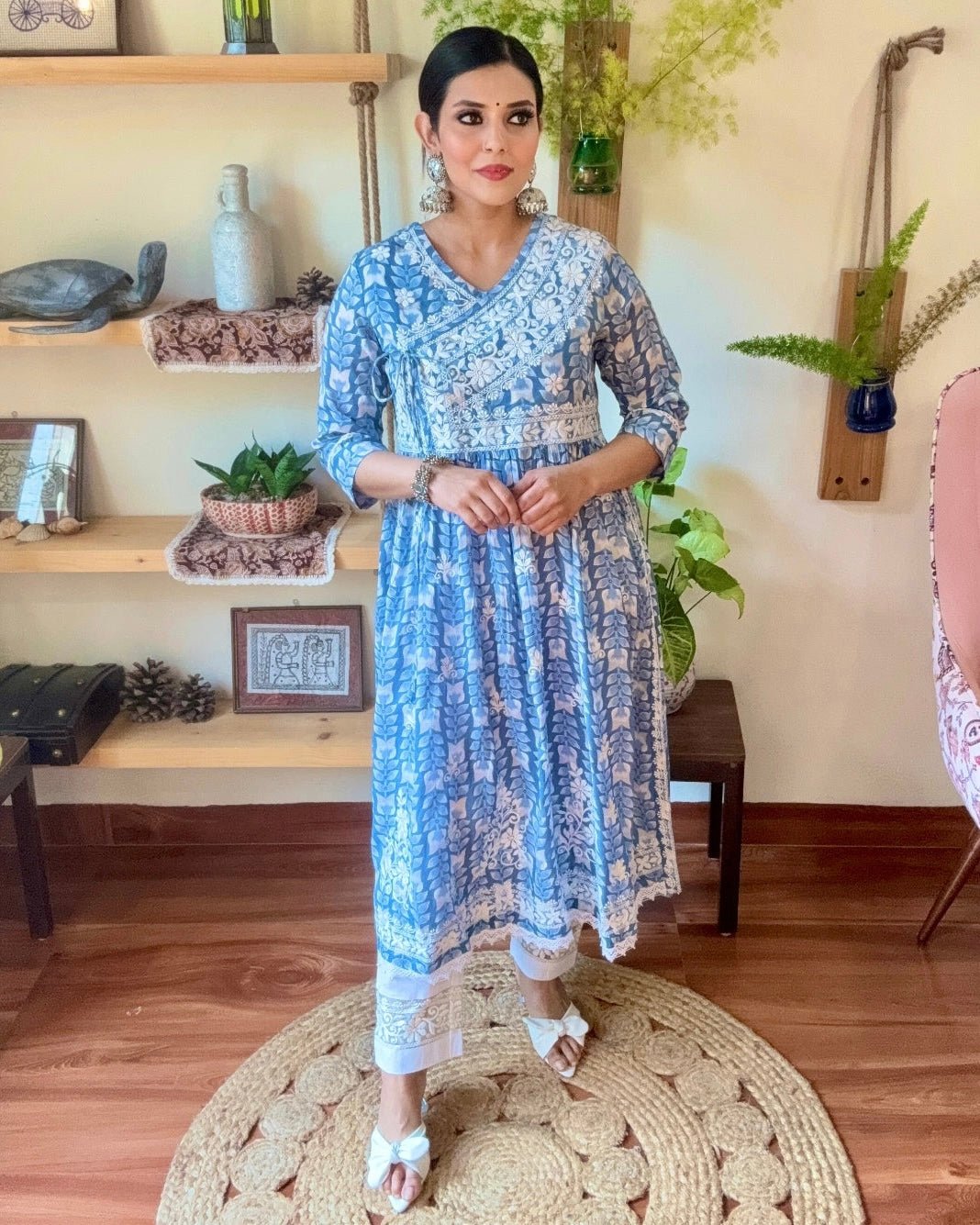 Firoza Sky Blue Cotton Kurta Set - Param Iqbal