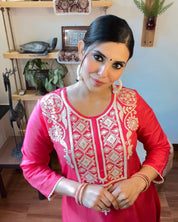 Fiza Pink Russian Silk Kurta Set - Param Iqbal