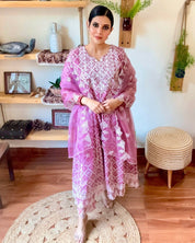 Gauhar Pink Cotton Kurta Set - Param Iqbal