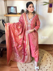 Gauri Rust Brown Silk Kurta Set - Param Iqbal