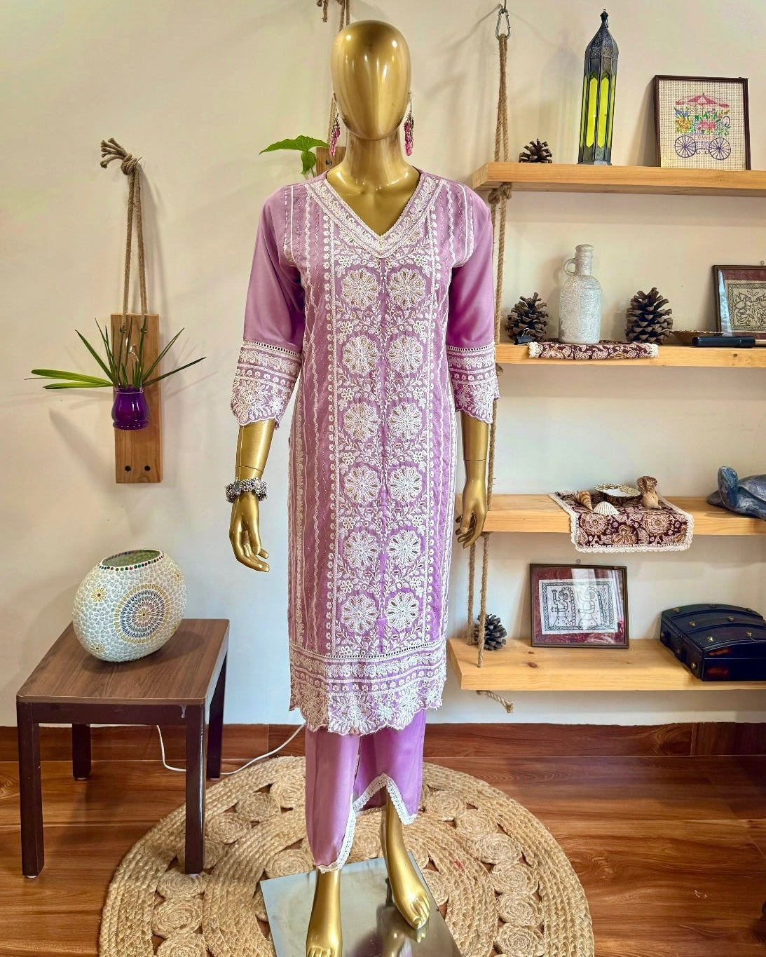 Gaurika Lavender Cotton Kurta Set - Param Iqbal