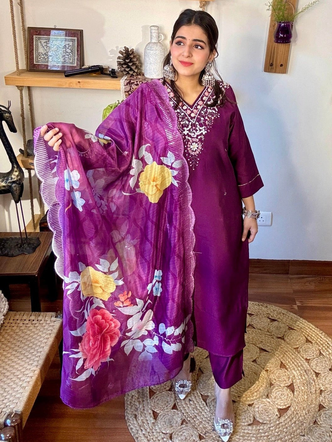 Gayathri Purple Vatican Silk Kurta Set - Param Iqbal