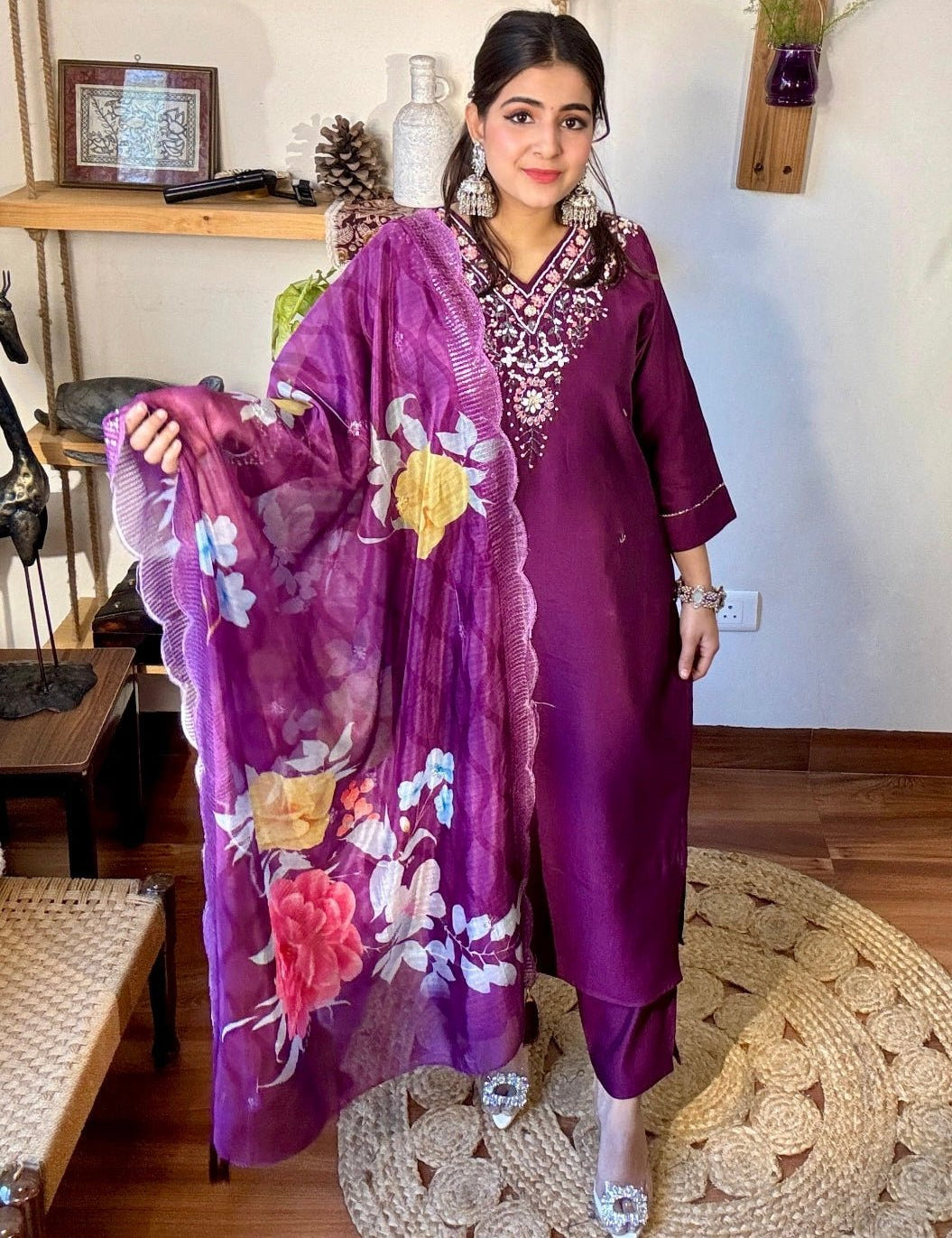 Gayathri Purple Vatican Silk Kurta Set - Param Iqbal