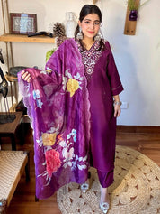 Gayathri Purple Vatican Silk Kurta Set - Param Iqbal