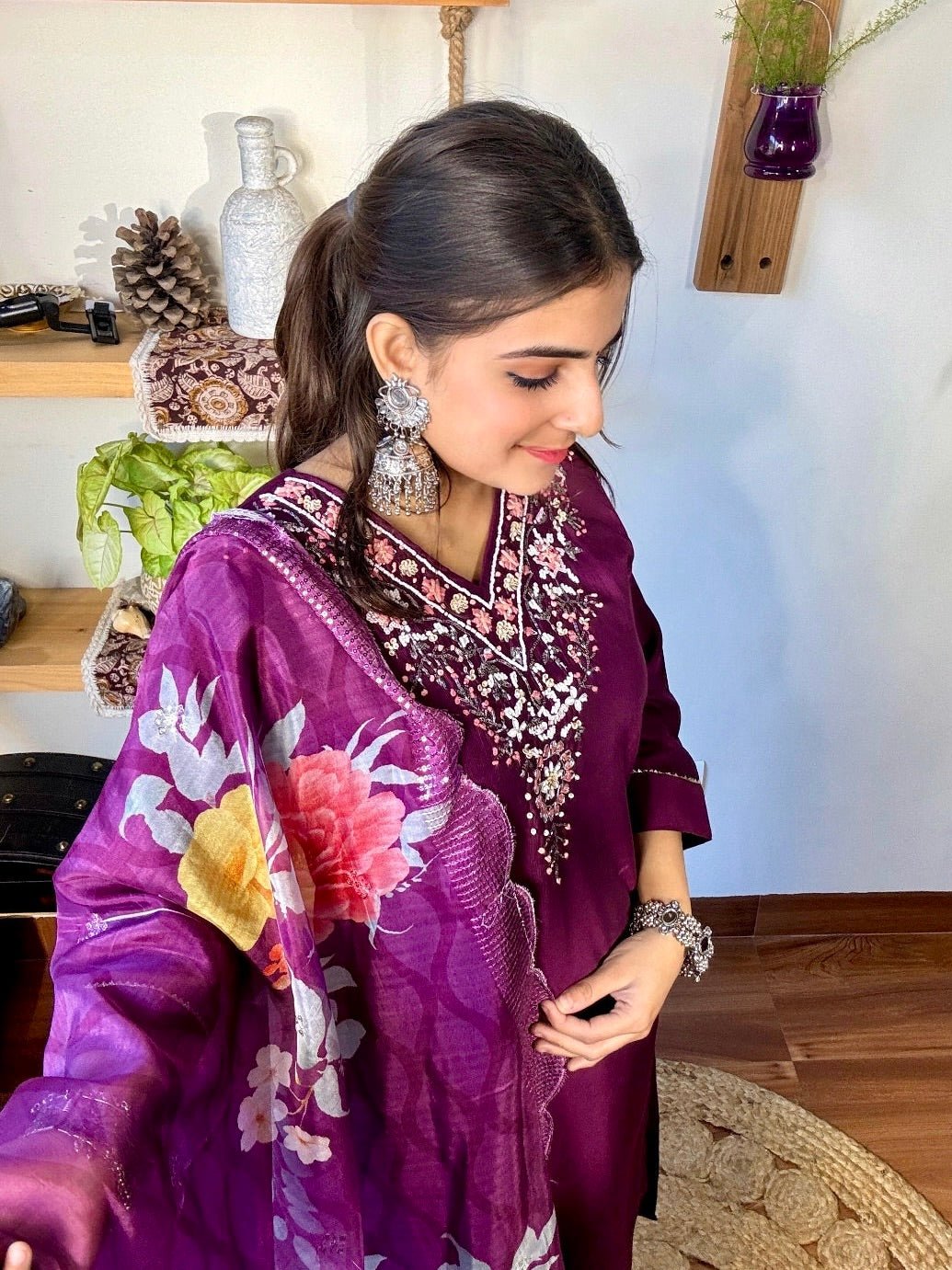 Gayathri Purple Vatican Silk Kurta Set - Param Iqbal
