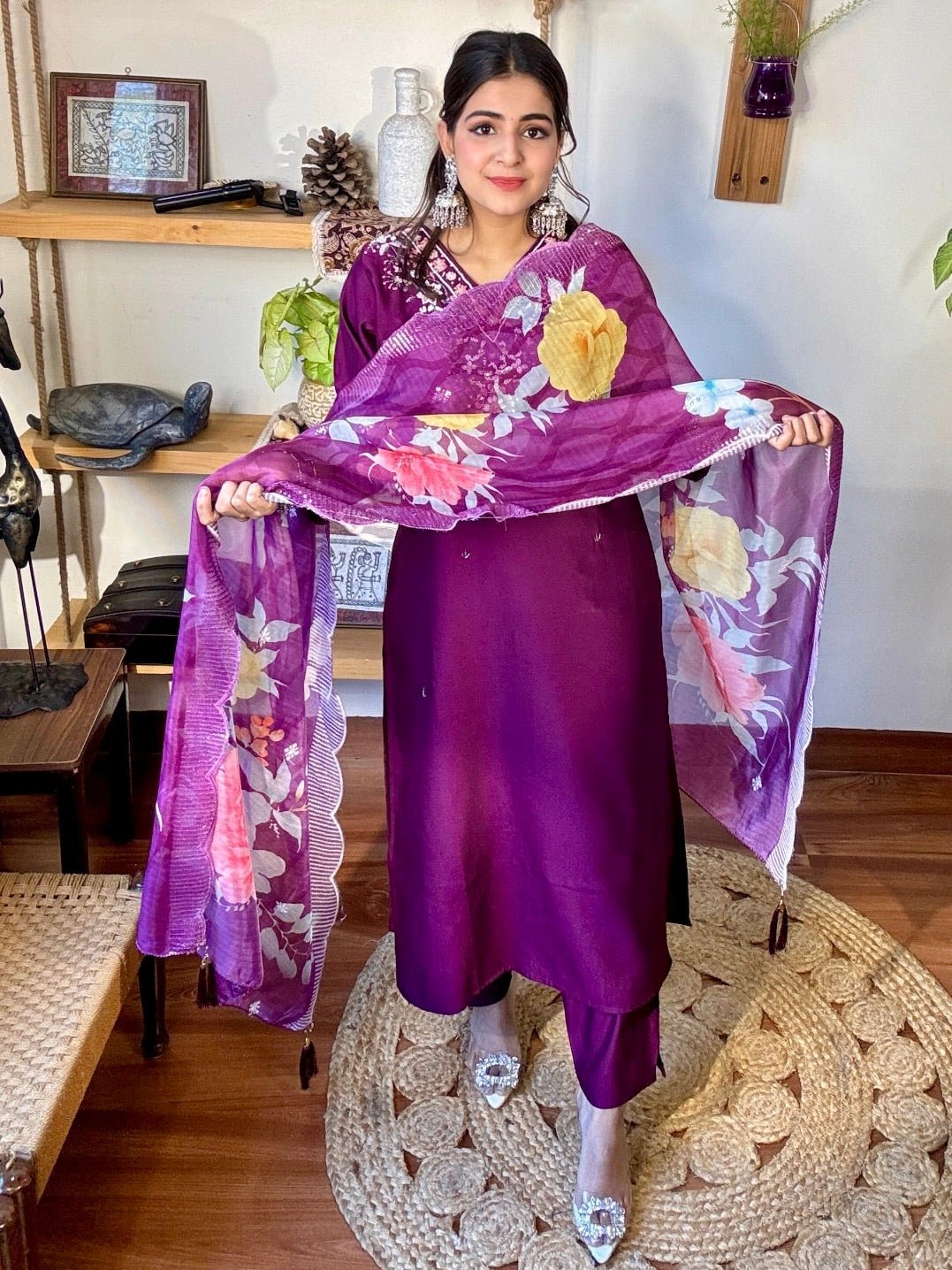 Gayathri Purple Vatican Silk Kurta Set - Param Iqbal