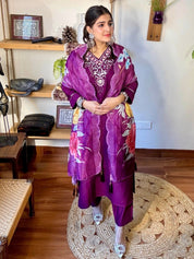 Gayathri Purple Vatican Silk Kurta Set - Param Iqbal