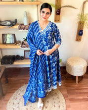 Gulbano Blue Cotton Kurta Set - Param Iqbal