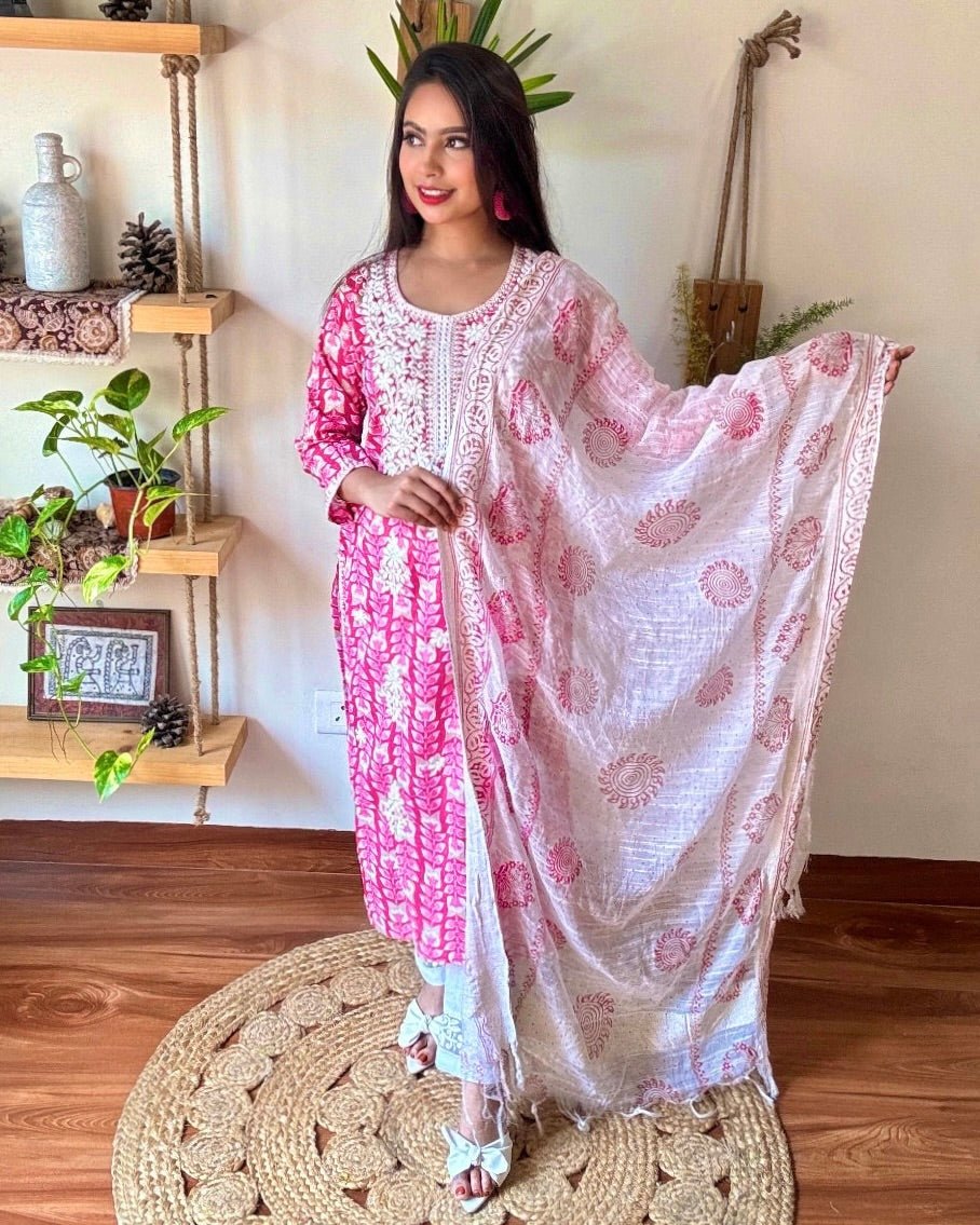 Gulrukh Pink Cotton Suit - Param Iqbal