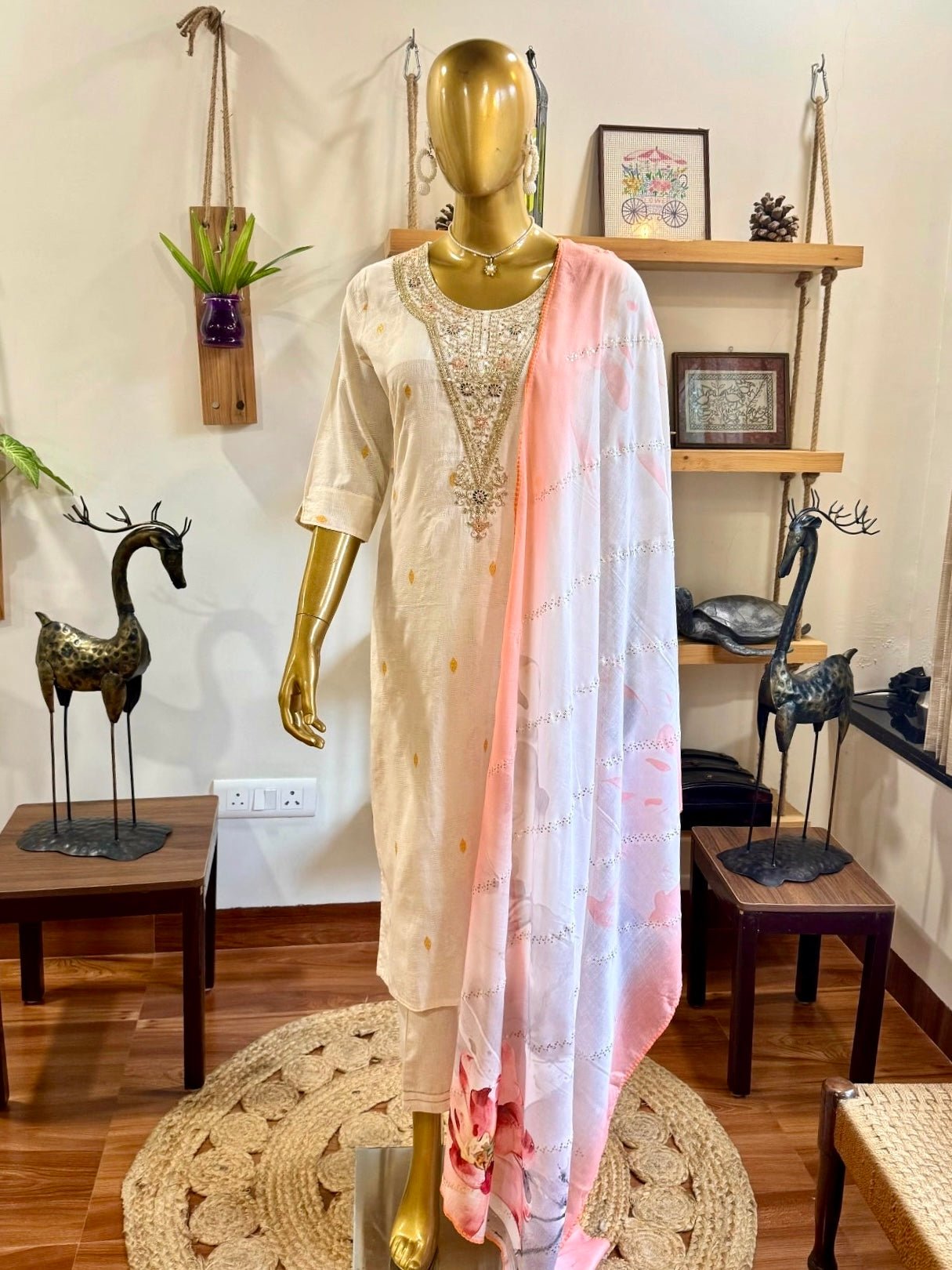 Haniya Cream Cotton Kurta Set - Param Iqbal