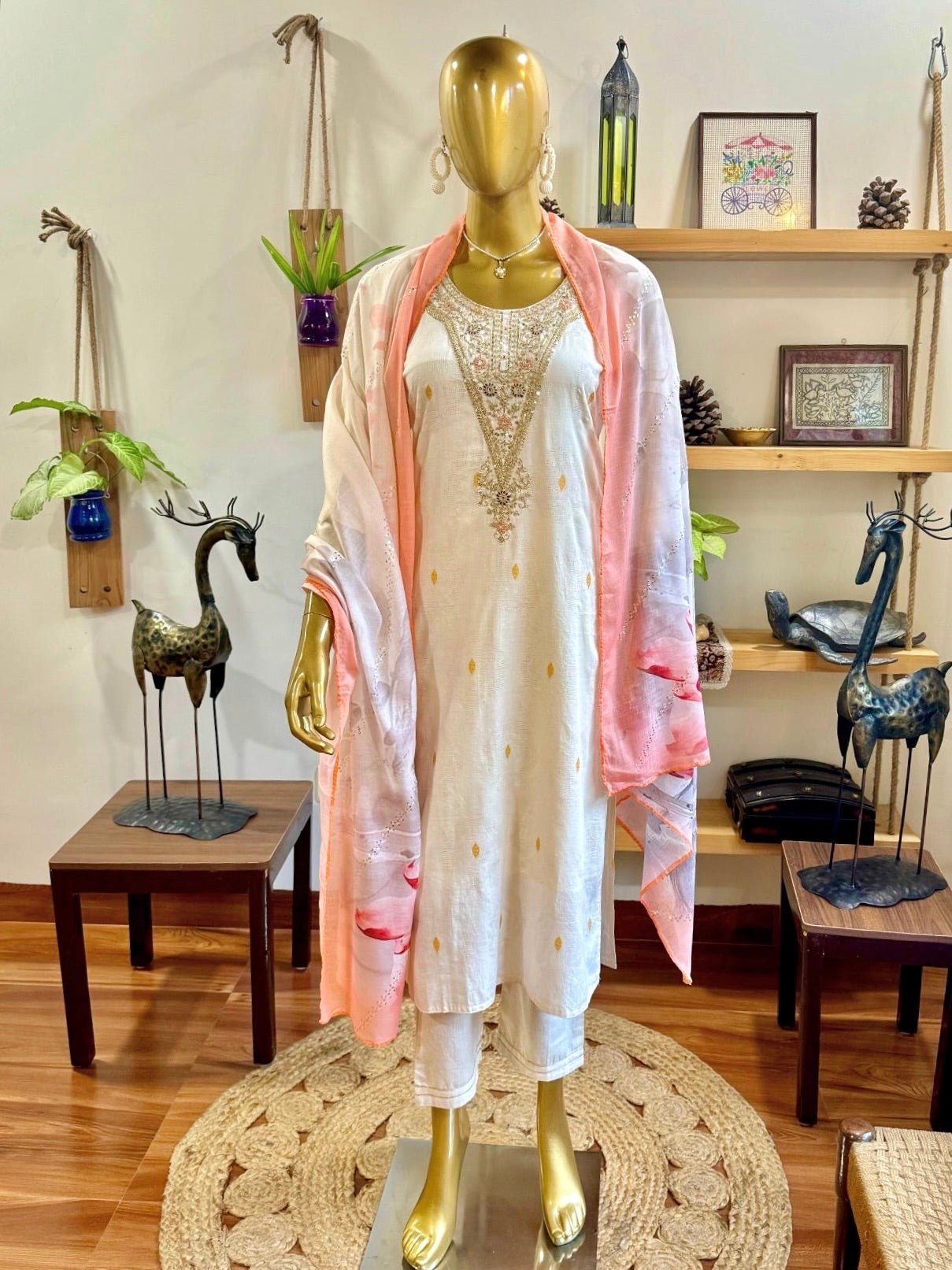 Haniya Cream Cotton Kurta Set - Param Iqbal
