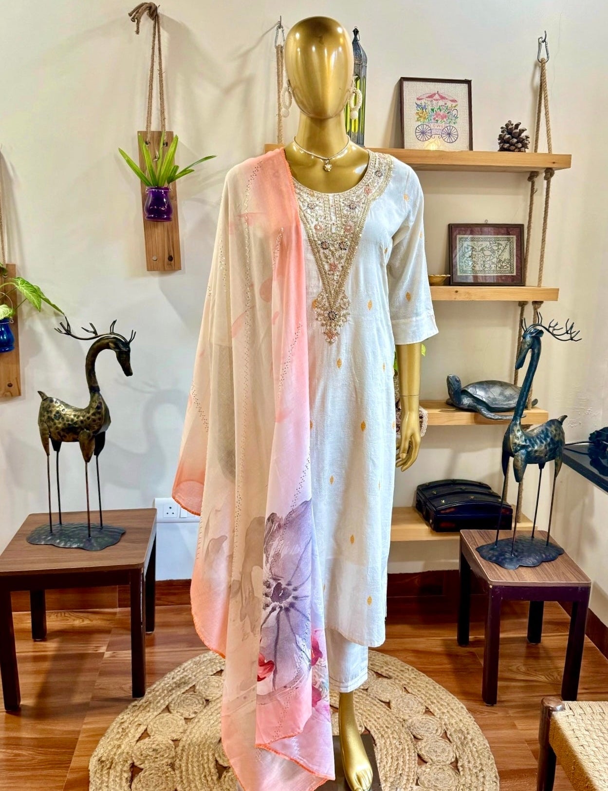 Haniya Cream Cotton Kurta Set - Param Iqbal