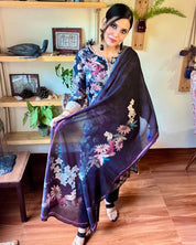 Ifza Black Cotton Kurta Set - Param Iqbal