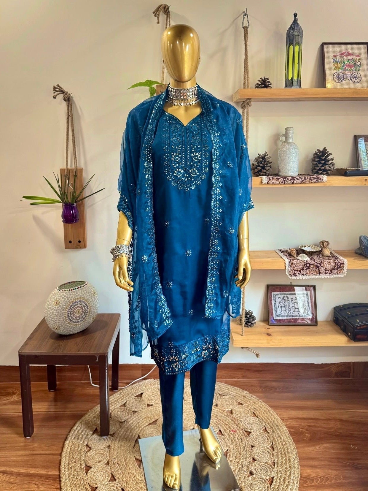 Ikshita Blue Organza Kurta Set - Param Iqbal