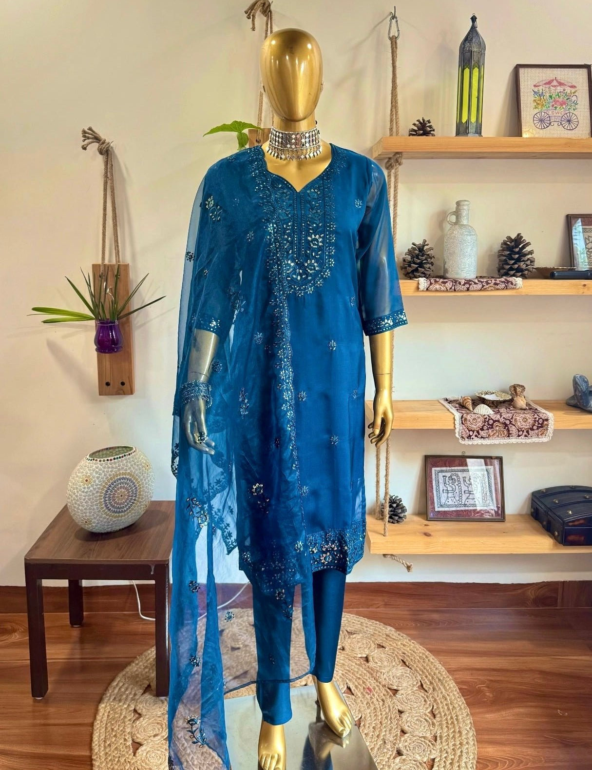 Ikshita Blue Organza Kurta Set - Param Iqbal