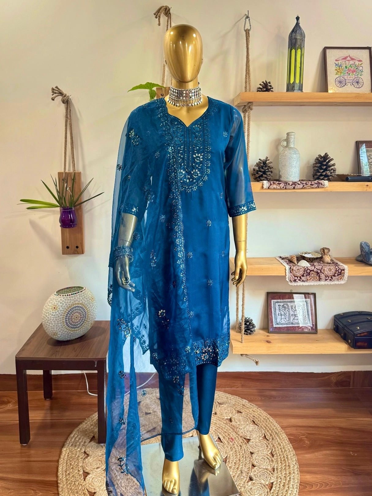 Ikshita Blue Organza Kurta Set - Param Iqbal
