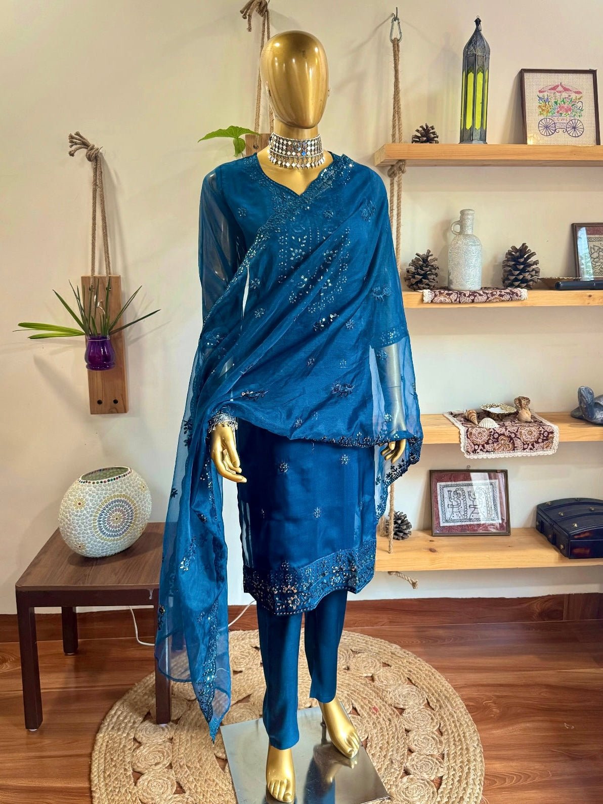 Ikshita Blue Organza Kurta Set - Param Iqbal