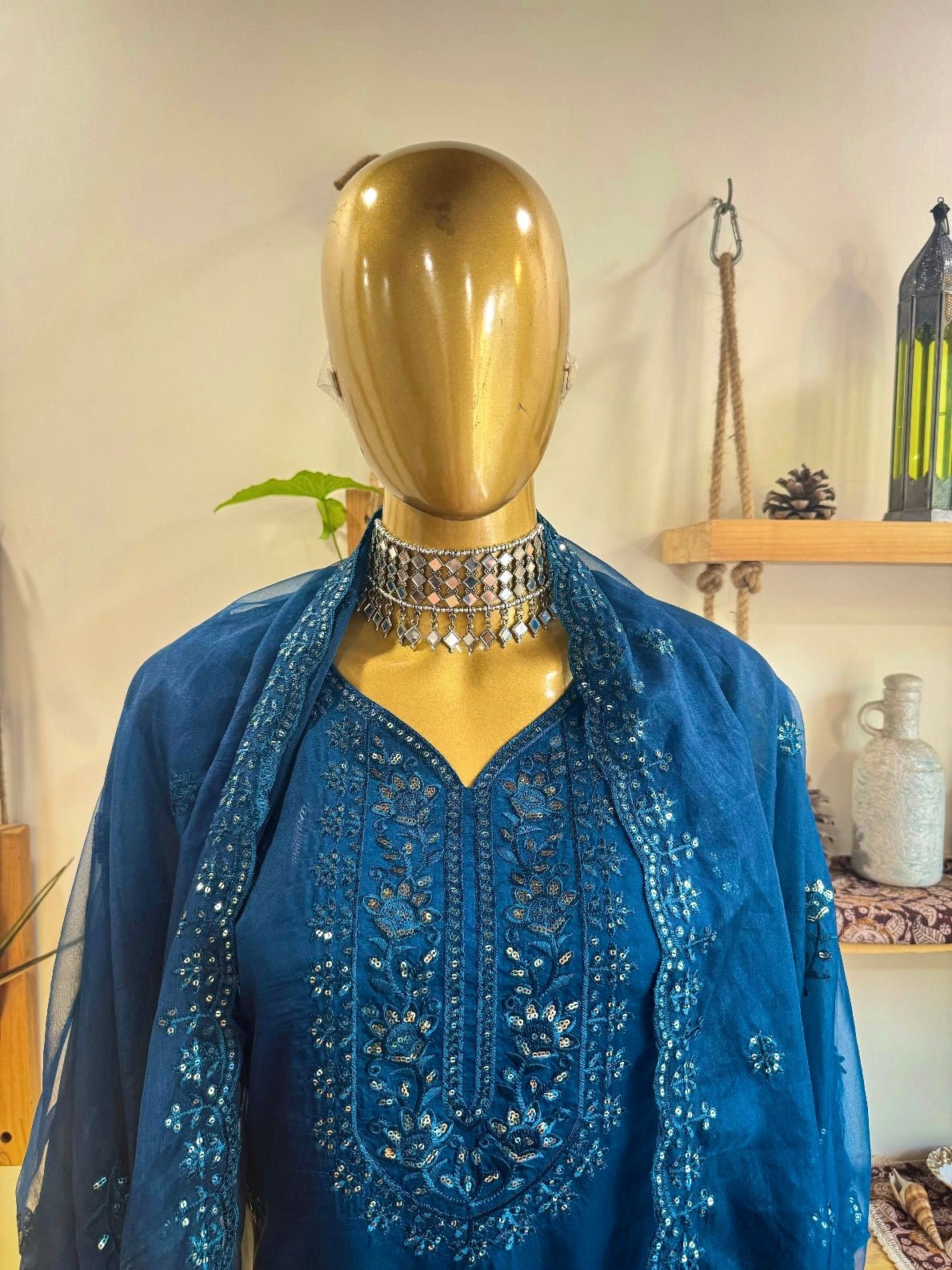 Ikshita Blue Organza Kurta Set - Param Iqbal