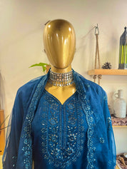 Ikshita Blue Organza Kurta Set - Param Iqbal