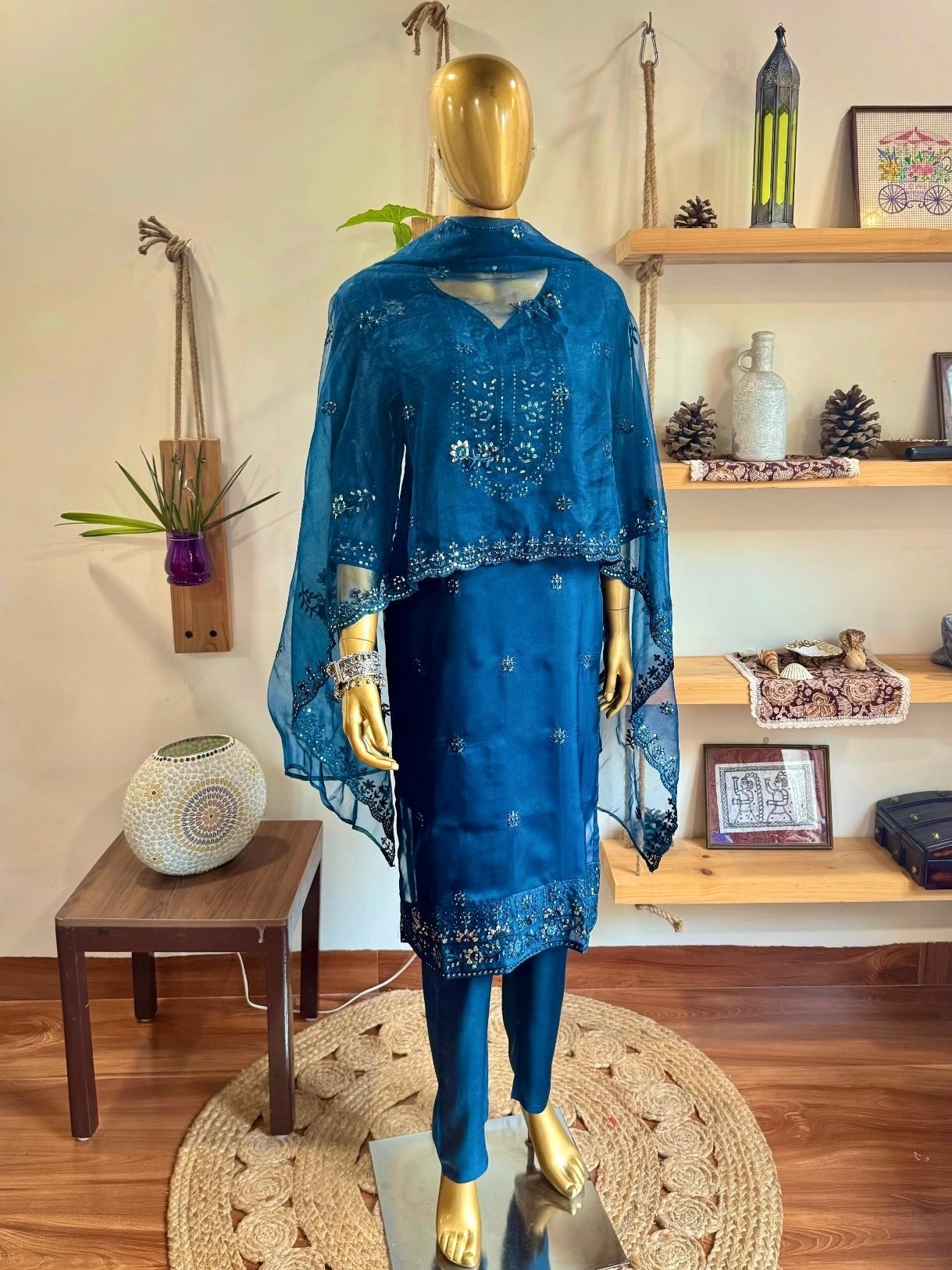 Ikshita Blue Organza Kurta Set - Param Iqbal