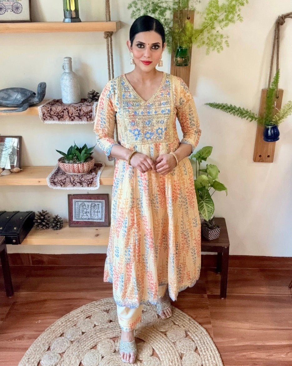Imara Pastel Yellow Cotton Kurta Set - Param Iqbal