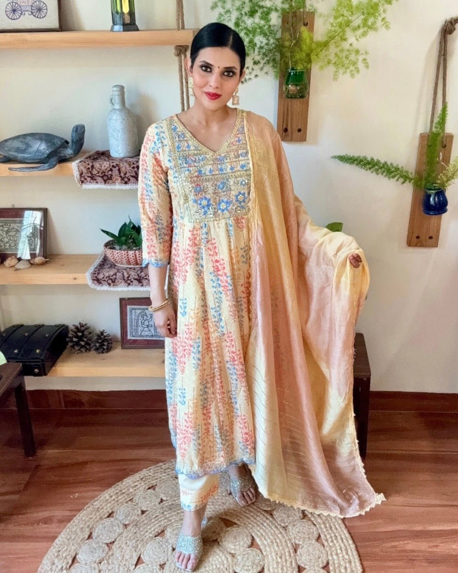 Imara Pastel Yellow Cotton Kurta Set - Param Iqbal