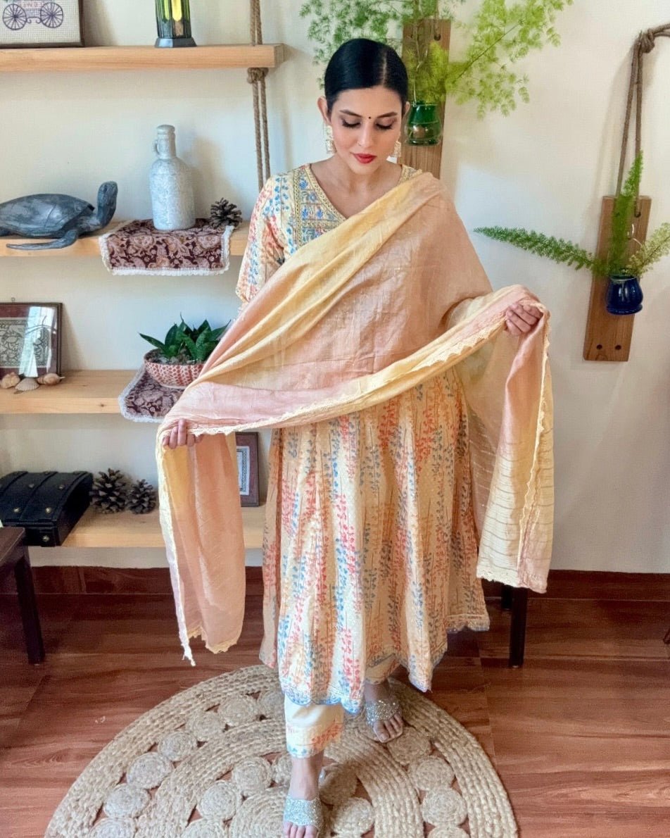 Imara Pastel Yellow Cotton Kurta Set - Param Iqbal