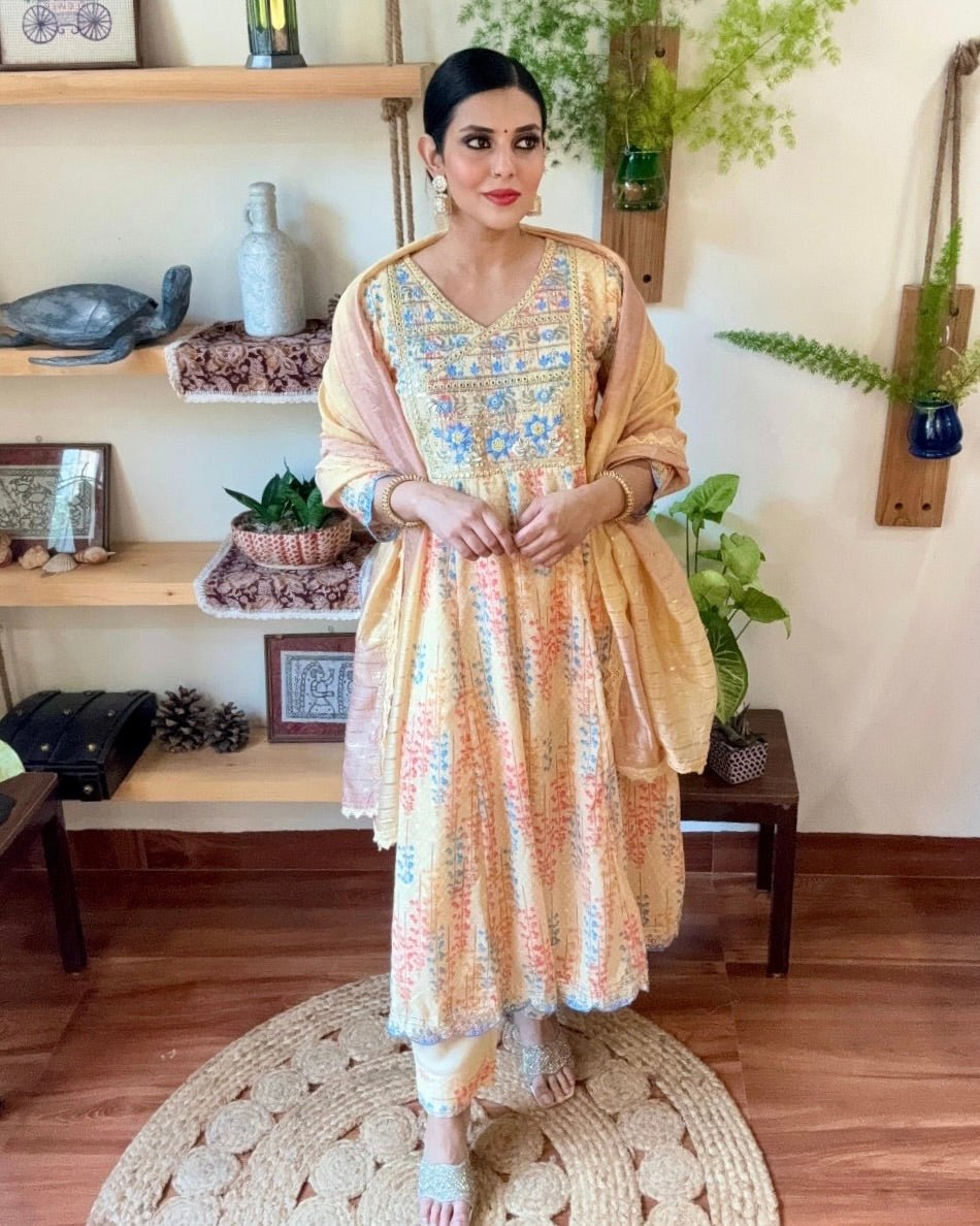 Imara Pastel Yellow Cotton Kurta Set - Param Iqbal